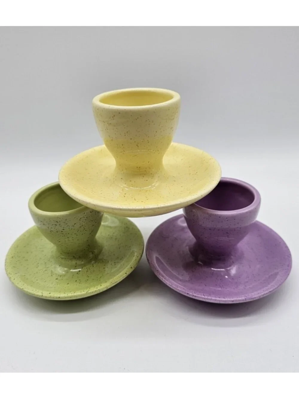 Williams Sonoma Pastel Color Egg Cups Set Of 3 Dishwasher Safe Easter Spring